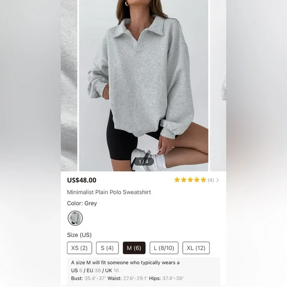 Commense Minimalist Plain Polo Sweatshirt 🩶 - Picture 2 of 3